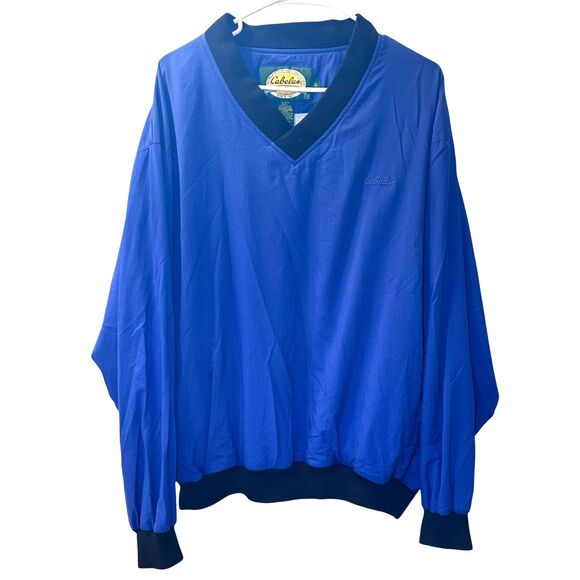 Cabela's Windbreaker Pullover Men's Size Large Blue V-Neck Outdoor Gear Jacket - Picture 1 of 6